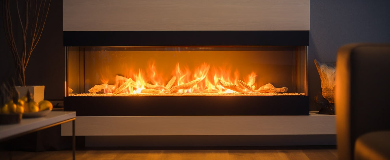 Electric fire in a warm cozy lounge area