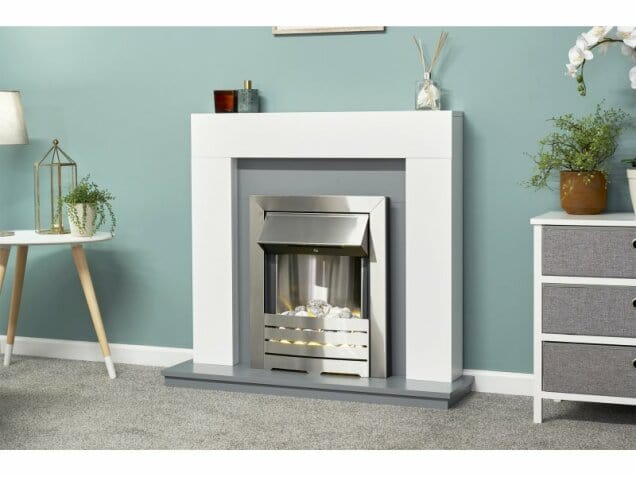 Adam Helios Brushed Steel Electric Inset Fire