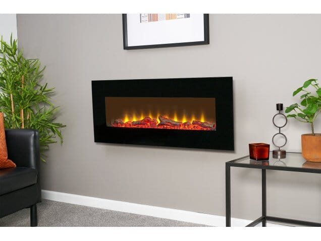 Sureflame WM-9331 Black Wall Mounted Electric Fireplace with Remote in Black, 42 Inch