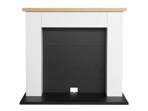 Adam Chester stove fireplace that is in pure white and blackcolour