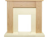 adam new england fireplace 48 inches oak and cream on white background