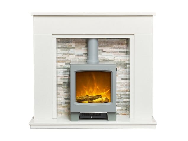 Grey Lunar Electric stove in Acantha amalfi fireplace