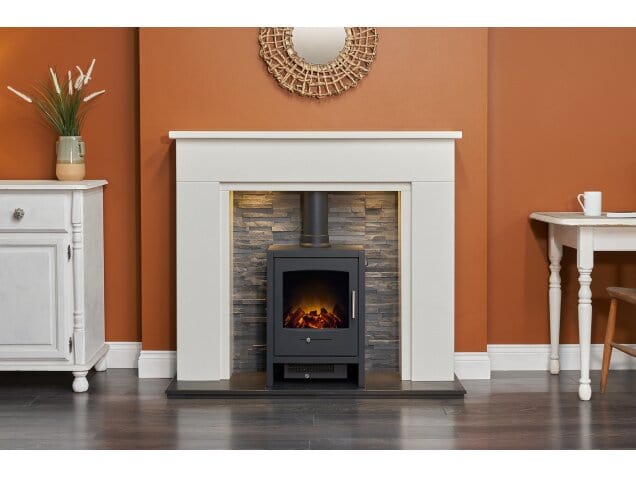 Bergen stove in living lounge room with Adam Rimini Fireplace