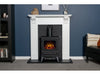 living room with adam harrogate oure white and hudson stove