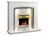 chrome fire at 45 degree angle as part of a electric fireplace suite called adam savanna 