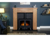 Woodhouse stove in a lounge area in the oak and black new england fireplace