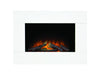 Adam carina front view of the wall mounted electric fire in white with logs