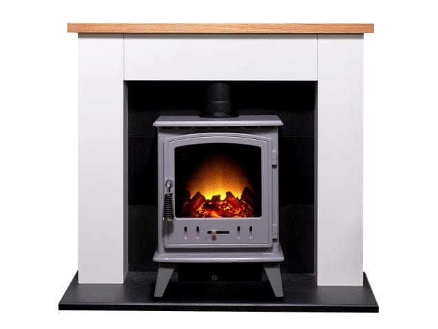 Aviemore Electric Stove in Grey Enamel in the Adam Chester Fireplace