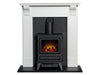 Adam harrogate stove fireplace pure white with black stove