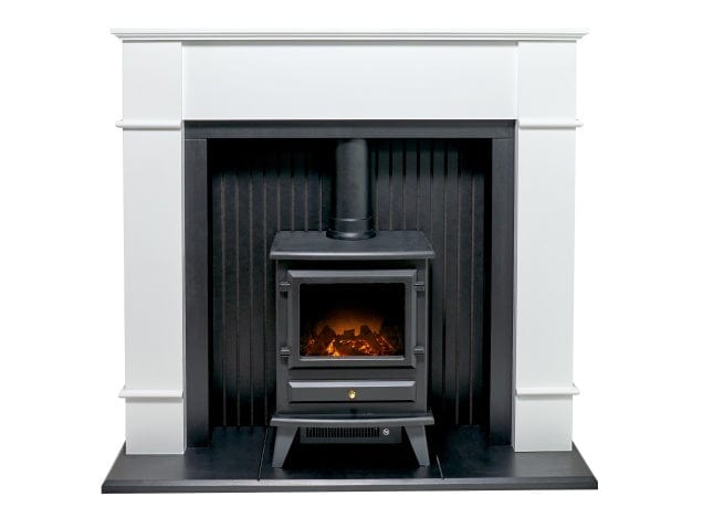 adam oxford stove suite in pure white with black electric stove 48 inches