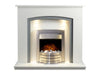 adam savanna fireplace suite in white and grey with brushed steel electric fire