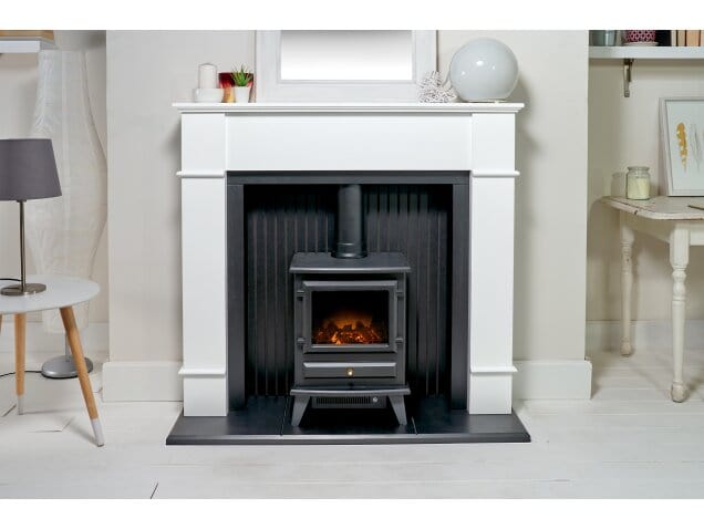 adam oxford in living room pure white with black hudson electric stove 48 inches