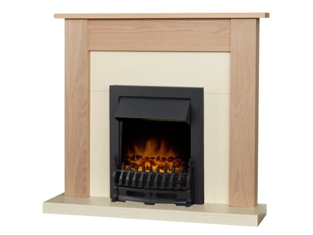 oak and cream 43 inches fireplace suite