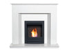 alora crystal white marble fire place suite with colorado bio fire in black