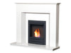 black colorado bio fire in a alora crystal white marble fireplace