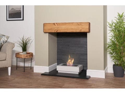 Acantha Altea White Marble Freestanding Bio Ethanol Fireplace, 3 Litre Capacity