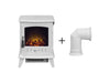 white stove model name aviemore brand adam with angled pipe