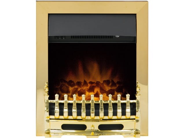 Adam Blenheim front view of brass electric fire