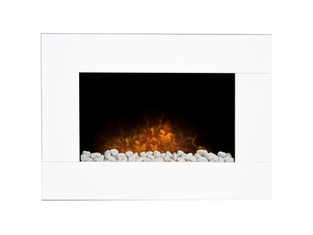 pebbles in a white adam carina wall mounted fire