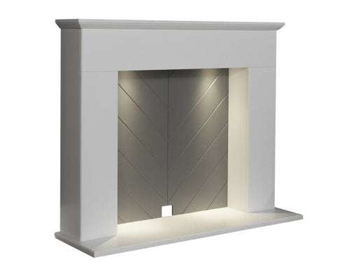 48 inch adam corinth fireplace in white and grey