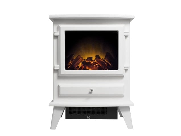 front view of an electric stove in white called adam hudson