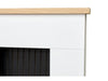 top left of the adam innsbruck stove fireplace in pure white and black