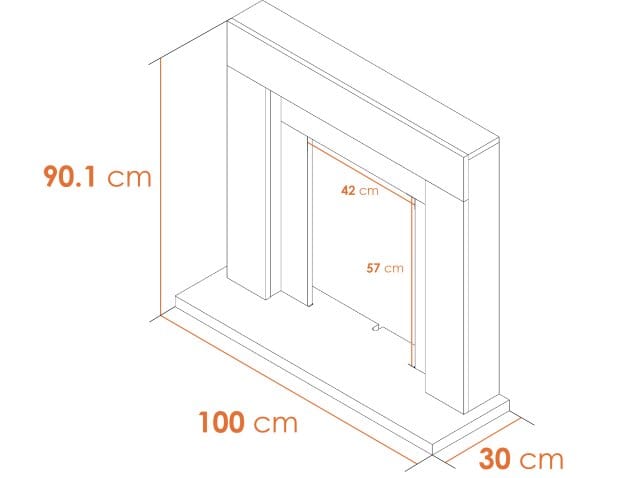 dimensions for 39inch adam malmo fireplace in oak and cream