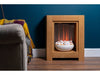 Against the wall Adam Monet oak electric fireplace suite