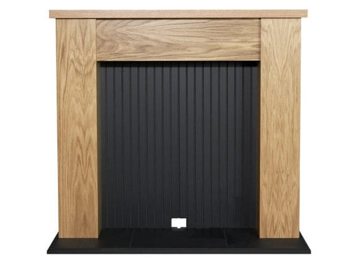 adam new england fireplace that is 48 inches and is in oak and black