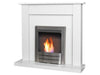 side on view of the adam sutton fireplace suite in pure white