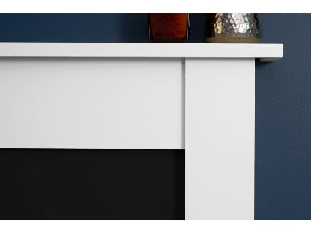 mantel and back panel of the adam sutton fireplace suite in pure white and black