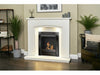 white fireplace that has a black nickel argo bioethanol fire that is made by adam