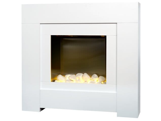 side view adam brooklyn pure white electric fireplace suite