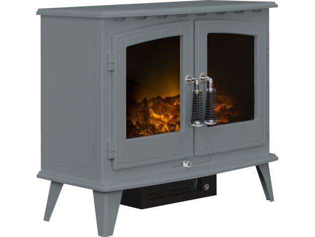 grey coloured woodhouse electric stove by adam on a white background