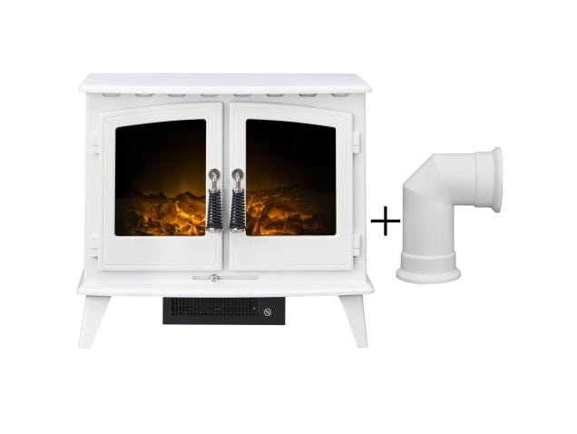 adam woodhouse in white with a angled stove pipe in white