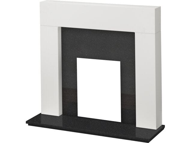 48 inch Adam Miami fireplace in black granite and white