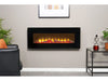 in a living room a sureflame wm-9331 fire mounted on the wall in black