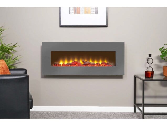 sureflame 9505 electric wall fireplace with remote in living room