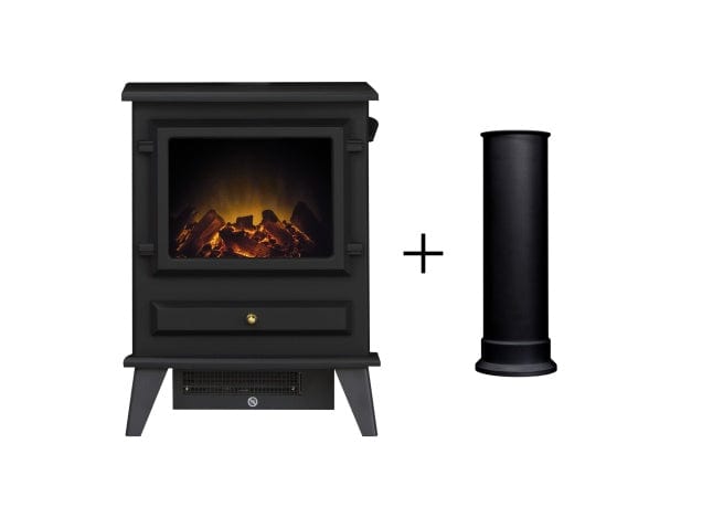 the hudson by adam in black with a straight stove pipe