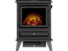 The front of the adam hudson stove that is in black